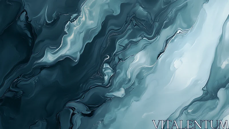 Glacial teal fluid abstraction renders layered marbled currents