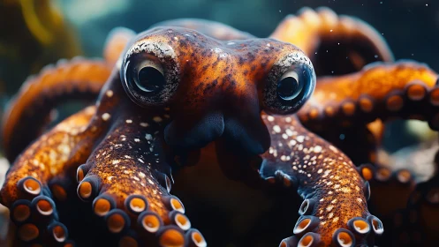 Close-up view of orange-spotted octopus in marine habitat.