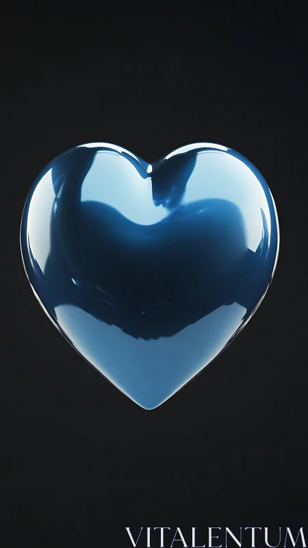 Glossy Glass Heart Shape Against Dark Atmospheric Background