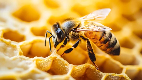 Macro analysis of worker bee morphology on wax comb matrix.