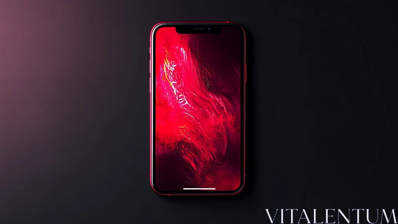 Red iPhone Display with Fluid Abstract Motion Wallpaper