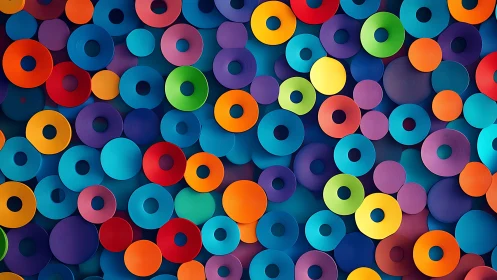 Chromatic concentric discs forming layered geometric field.