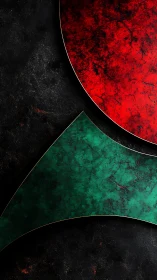Red and green marble arcs over distressed black field.