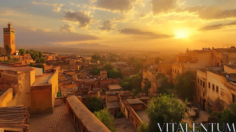 Urban hillside settlement extends under low sun position