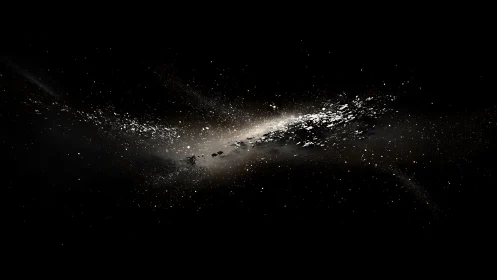 Asteroid debris field stretches across dark empty space