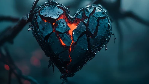 Burning Heart: A Cracked Soul Glowing with Inner Lava