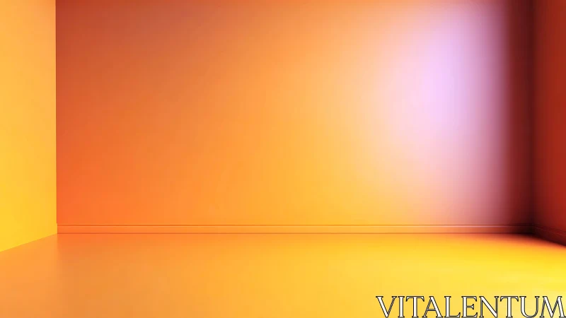 Minimalist gradient interior with warm chromatic walls.