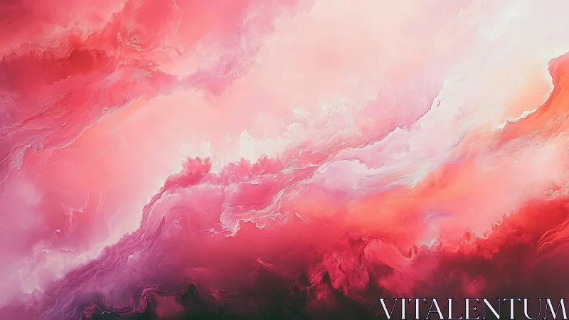 Blushing nebula clouds swirl in a radiant crimson sky