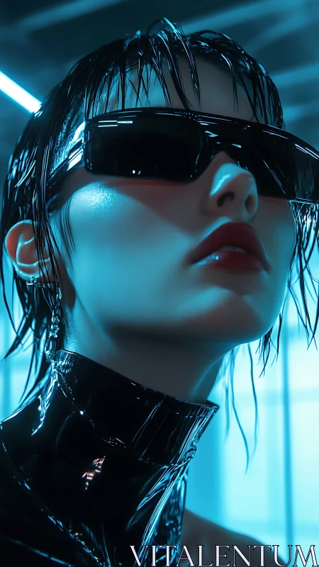 Neon-soaked mirage stares down the future behind black glass