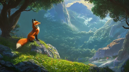 Curious fox basking in a sunlit valley of gentle wonder.