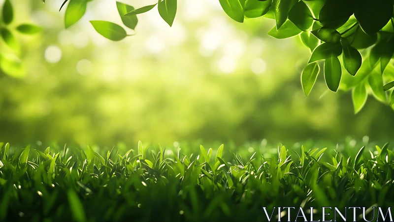 Sunlit meadow whispers beneath a canopy of fresh leaves.