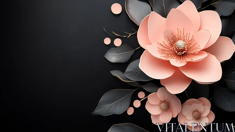 Elegant Pink Floral Composition on Dark Background.