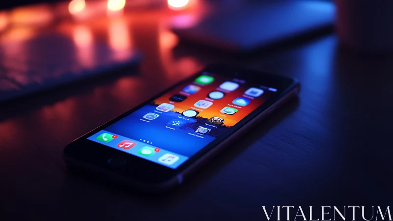 Mobile Device Display with Application Interface in Ambient Lighting