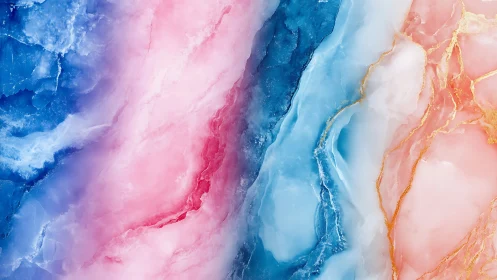 Color-banded marble texture shows blue, pink and gold veins
