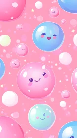Luminous Bubble Spheres Gradient Illustration on Soft Pink Backdrop.