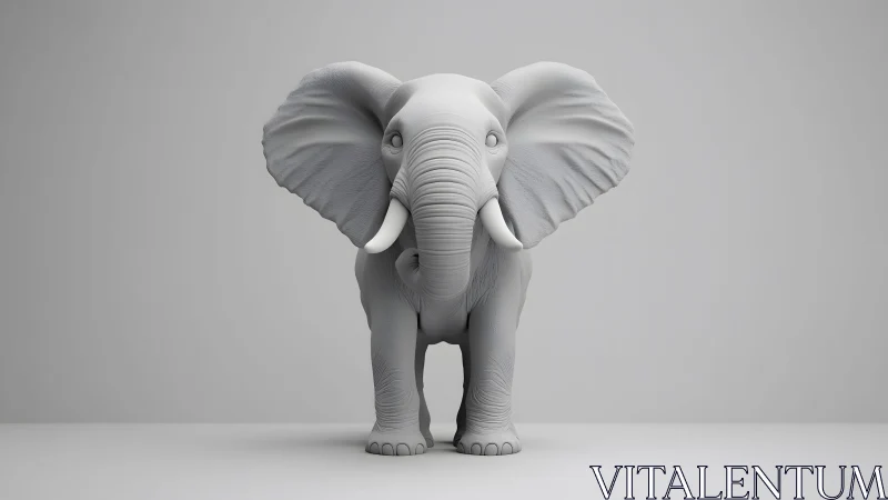 Minimalist white elephant sculpture in modern studio setting. Minimalist white elephant sculpture in modern studio setting.