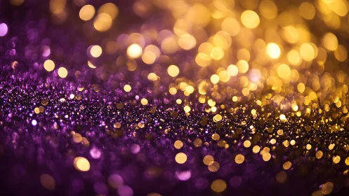 Shimmering Purple and Gold Bokeh Abstract Background Photo.