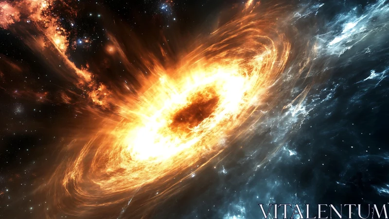 Stellar accretion disk surrounding central black void region.