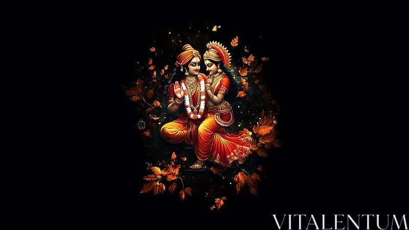 Divine couple rendered in luminous ornamental digital painting