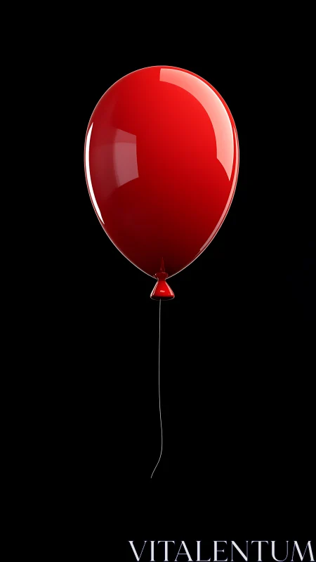 Red helium balloon centered on solid black background.