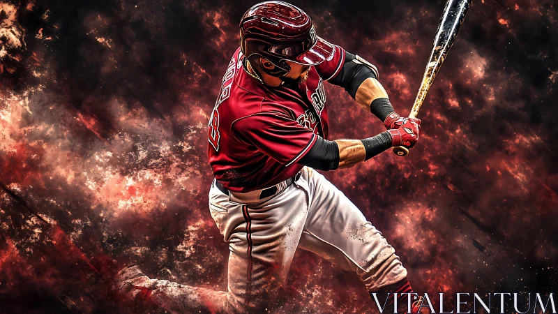 Dynamic digital painting freezes a power hitter mid-swing