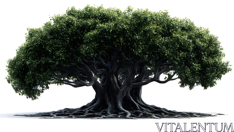 Majestic ancient tree with sprawling roots, hyper-realistic style.