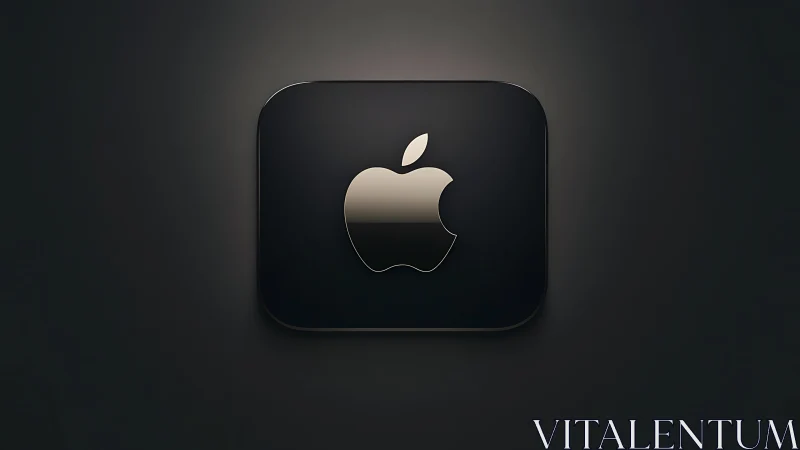 Apple Logo Icon Rendered in Metallic Gradient Within Rounded Square Frame