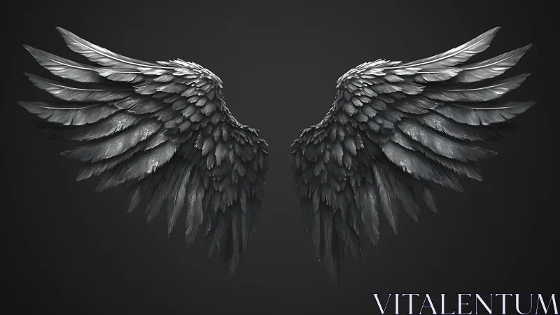 Graceful silver angel wings unfolding in quiet moonlit calm.