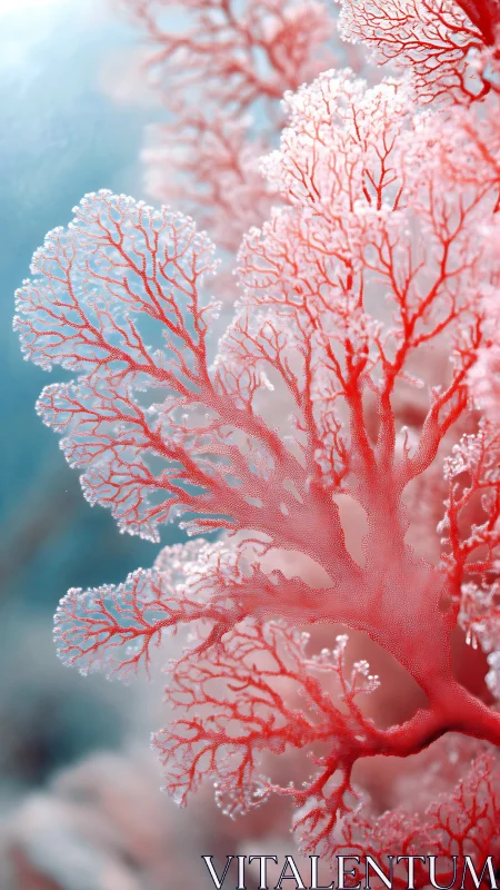 Detailed close view shows branching red coral structures