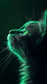 Neon-Whisker Feline Gazes Into The Electric Abyss.