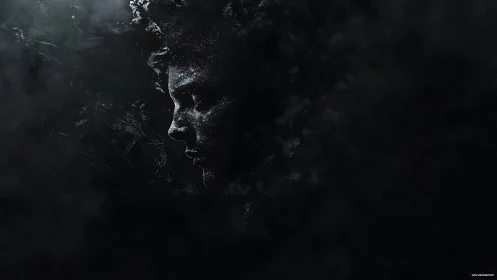 Quiet profile of a thoughtful face emerging from deep shadow