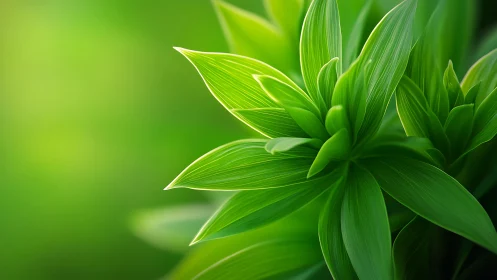 Macro study of radial green foliage with luminous edge lighting.