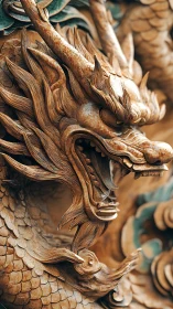 Intricate carved dragon relief showcases dynamic wooden detailing