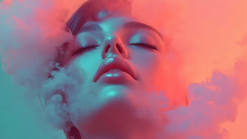 Neon dreamer adrift in cotton candy clouds of vapor.