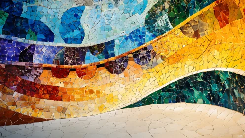 Swirling mosaic tides bend light into a fractured rainbow