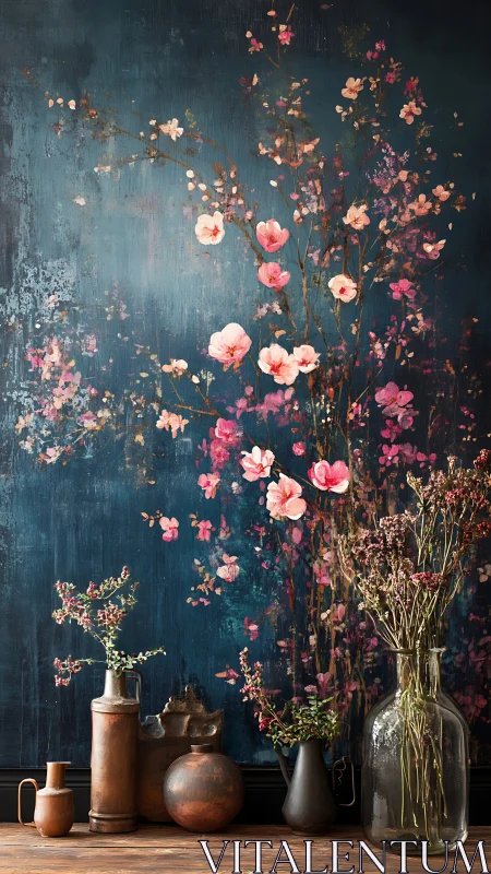 Florals and Vintage Bottles: A Moody Garden Wall.