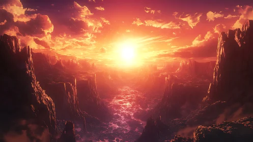 Solar Forge Over Crimson Canyons at the World’s Edge.