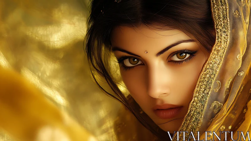 Digital portrait shows close-up female face framed by veil