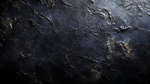 Macro study of dark metallic textured surface under raking light.