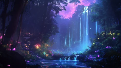 Neon Waterfalls: Where Dreams Glow in the Dark.