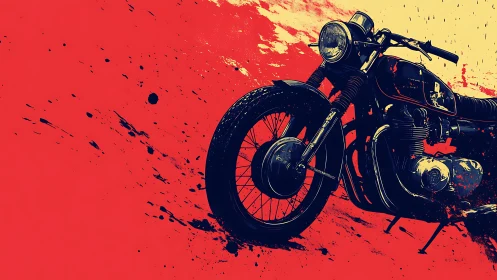 Pop art café racer motorcycle with dynamic splatter field.