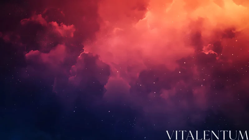 Nebula style gradient sky with vivid red and purple clouds.
