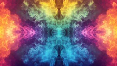 Prismatic nebula mirrored into kaleidoscopic cosmic flame.