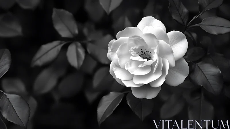 White Rose Study: Monochromatic Floral Composition with Selective Focus.