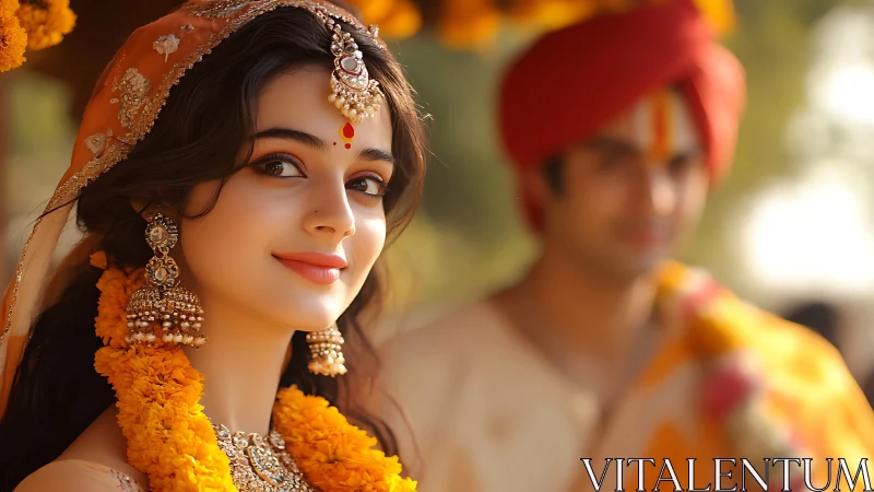 Bridal portrait uses shallow depth of field and warm directional light