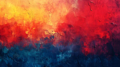 Vibrant Abstract Sunset with Bold Brushstrokes in Oil Paint.