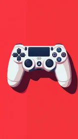 PlayStation 4 Wireless Controller Rendered Against Red Background.