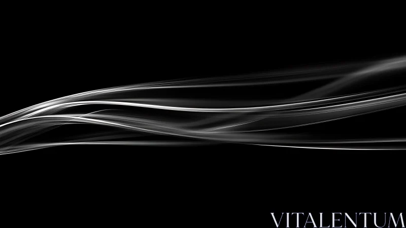 Silver light ribbons sweeping across deep black void.