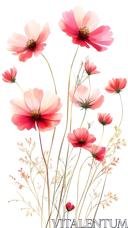 Blush and Bloom: Garden Cosmos Dancing in Pink.
