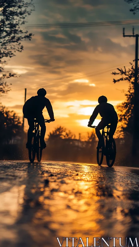 Golden Hour Cyclists on an Adventure Together.